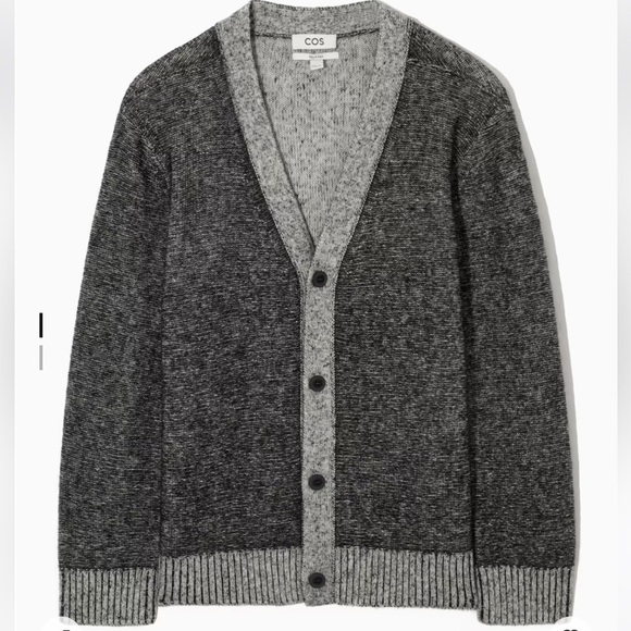 COS Contrast Trim Wool Blend Relaxed Cardigan Medium - Picture 1 of 12